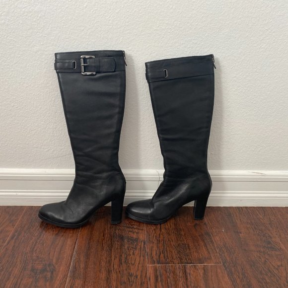 Ameda Chic 100% Cowhide Leather Knee Boots  (Black 35) - Picture 4 of 5